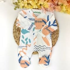 Summer Baskılı Önden Çıtçıtlı Patikli %100 Pamuk Tulum