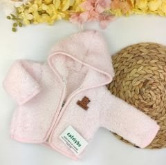 Kapüşonlu Fermuarlı Peluş Bebek Hırkası