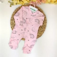 Unicorn Baskılı Önden Çıtçıtlı Patikli %100 Pamuk Tulum