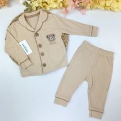 Ayıcıklı Raporlu Kumaş %100 Pamuklu Pijama Takım