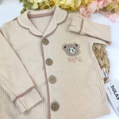 Ayıcıklı Raporlu Kumaş %100 Pamuklu Pijama Takım