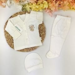 Koala %100 Pamuklu Raporlu Kumaş Kendinden Eldivenli Pijama Takım