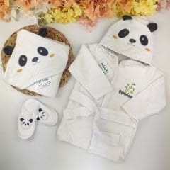 Panda %100 Pamuk 3 Parça Bornoz Set