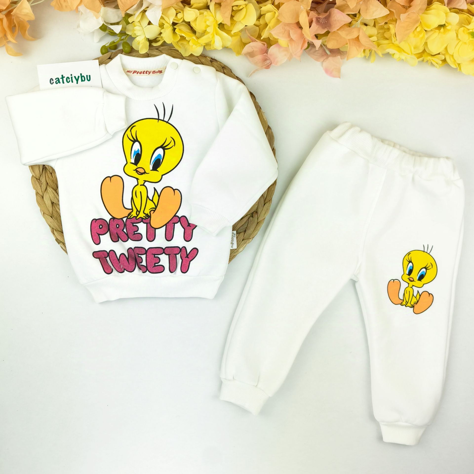 Tweety Polarlı %80 Pamuk %20 Polyester Takım