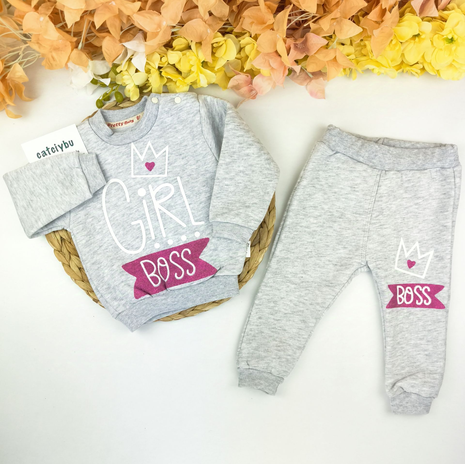 Girl Boss Polarlı %80 Pamuk %20 Polyester Takım