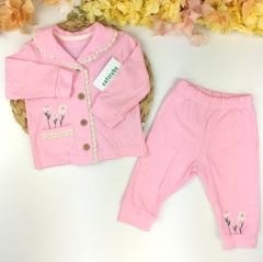 Papatya Nakışlı %100 Pamuklu Pijama Takım