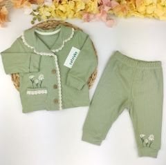 Papatya Nakışlı %100 Pamuklu Pijama Takım