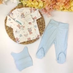 Kendinden Eldivenli Bereli %100 Pamuklu Pijama Takım
