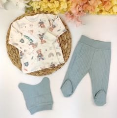 Kendinden Eldivenli Bereli %100 Pamuklu Pijama Takım