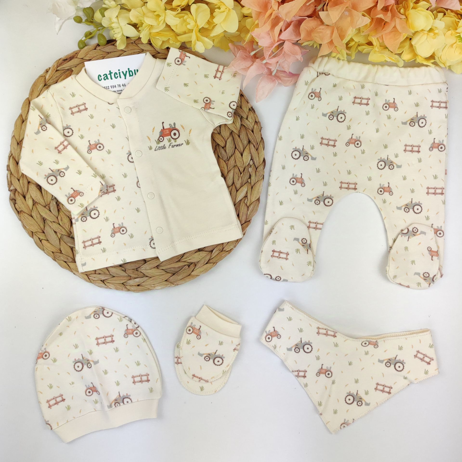 Little Farmer Traktör %100 Organik Pamuklu 5 Parça Hastane Çıkışı