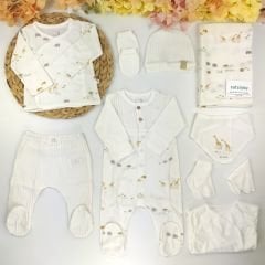 Zürafa Baskılı %100 Organik Pamuk 10 Parça Hastane Çıkışı