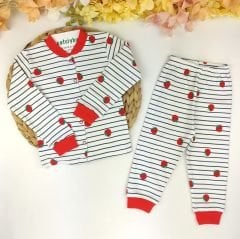 Çilekli %100 Pamuklu Önden Çıtçıtlı Pijama Takım