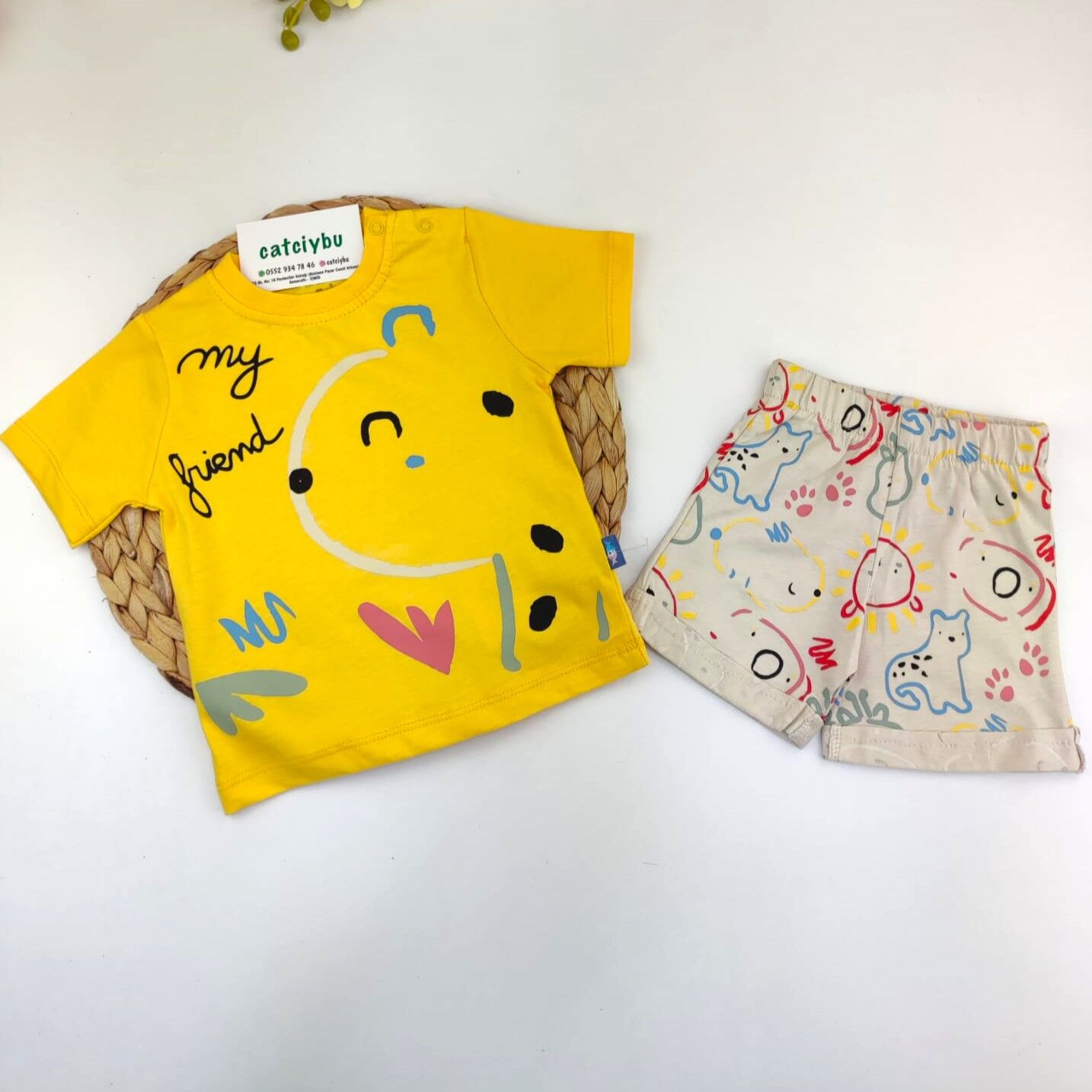 My Friend Baskılı Tişört Şort Erkek Bebek Takım 6-9/9-12/12-18/18-24 Ay