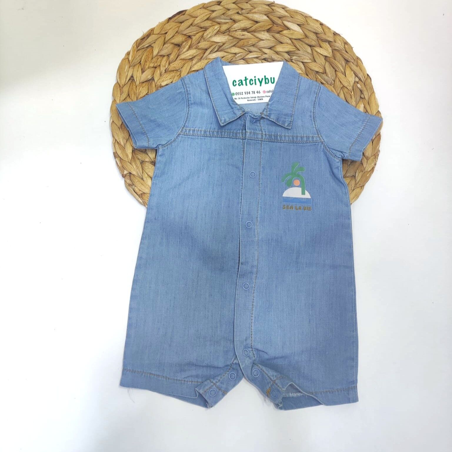 Sea La Vie Erkek Bebek Yazlık Kot Tulum 3-6/6-9/9-12 Ay