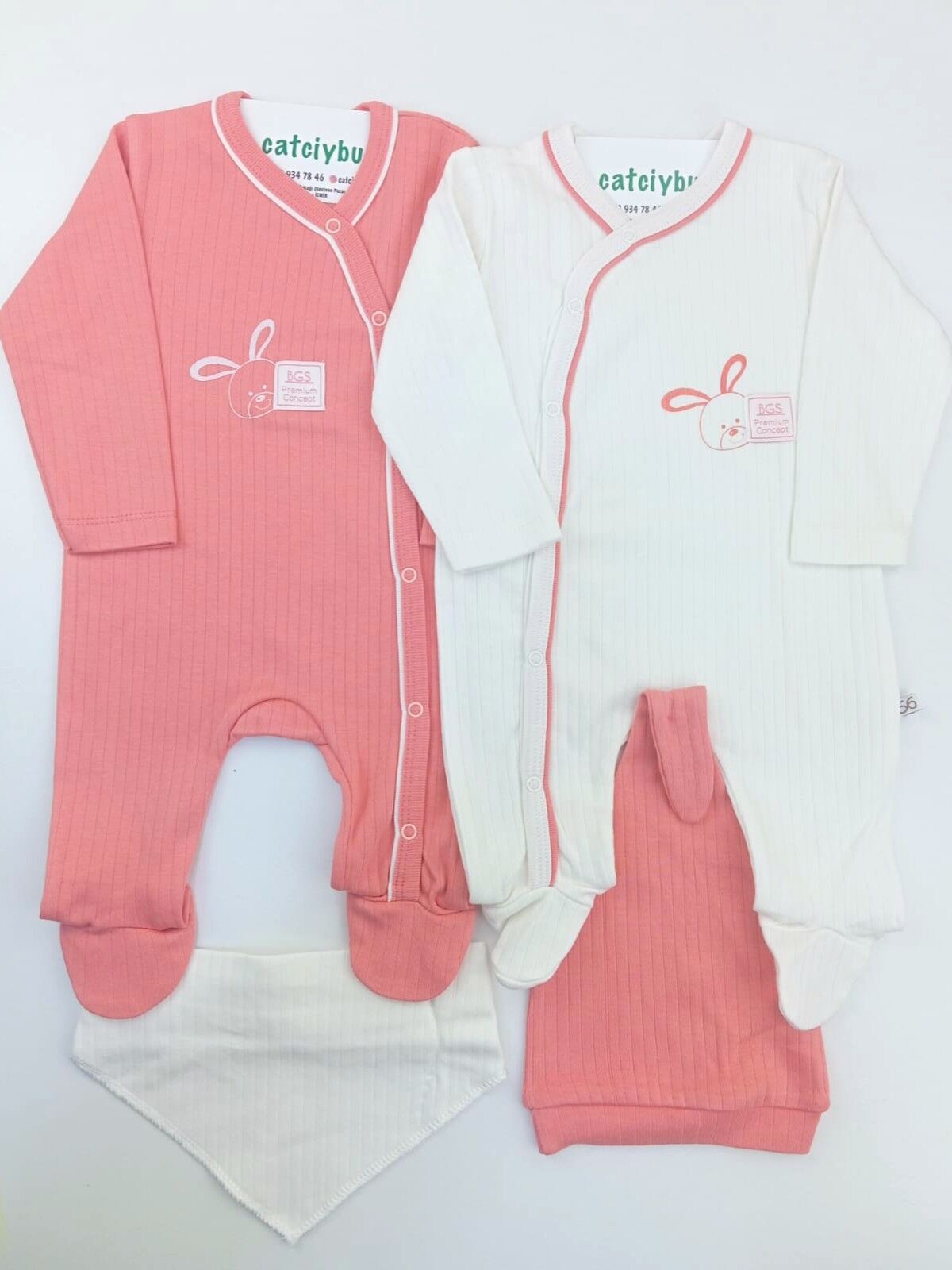 Fitilli Kız Bebek 4 Parça Tulum Set 0-3/3-6 Ay