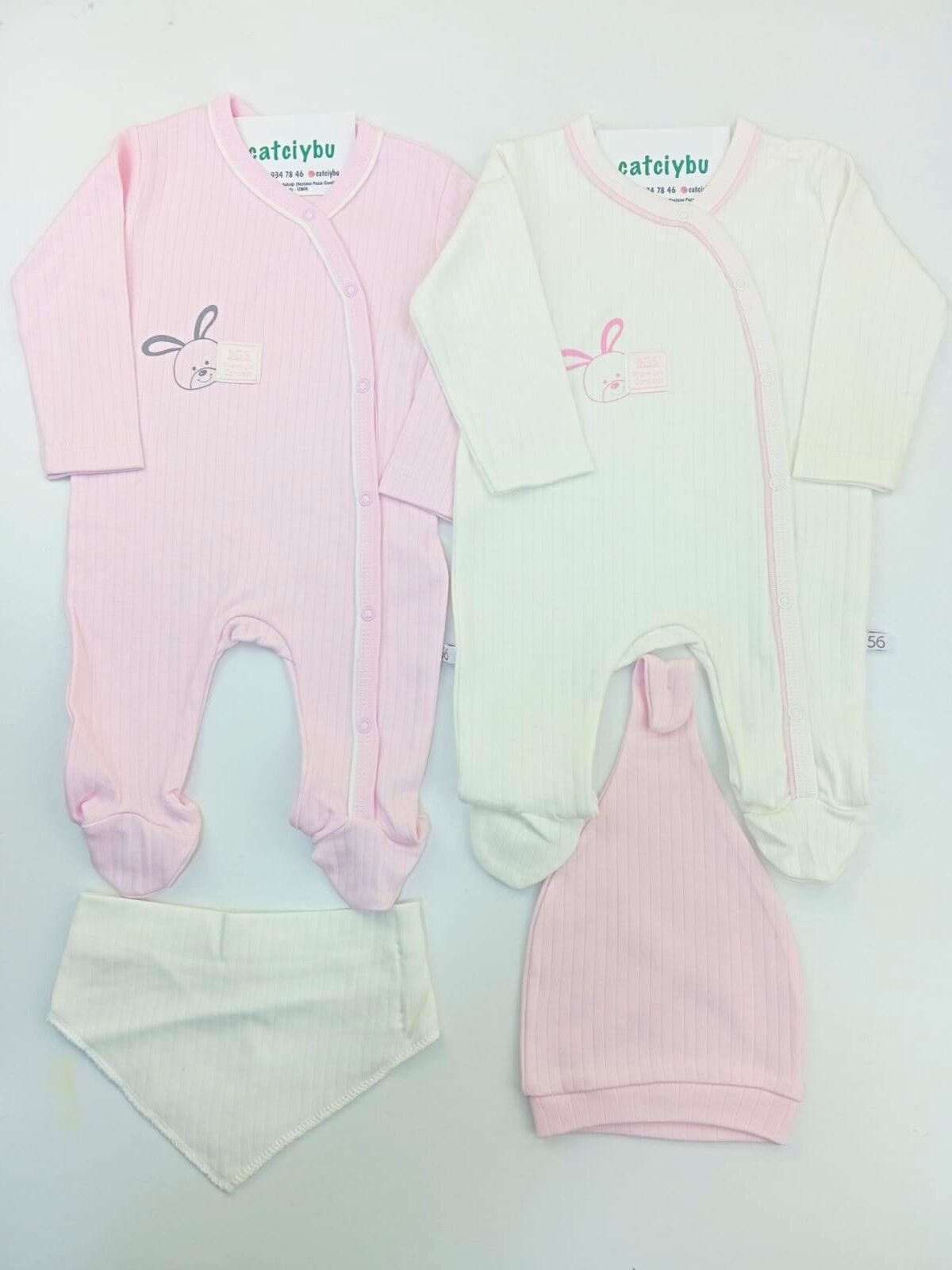Fitilli Kız Bebek 4 Parça Tulum Set 0-3/3-6 Ay