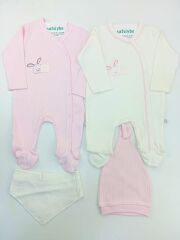 Fitilli Kız Bebek 4 Parça Tulum Set 0-3/3-6 Ay