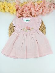 Kuş Nakışlı  Kız Bebek  Elbise 3-6/6-9/9-12 Ay