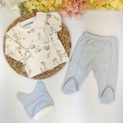 Kendinden Eldivenli Bereli %100 Pamuk Pijama Takım