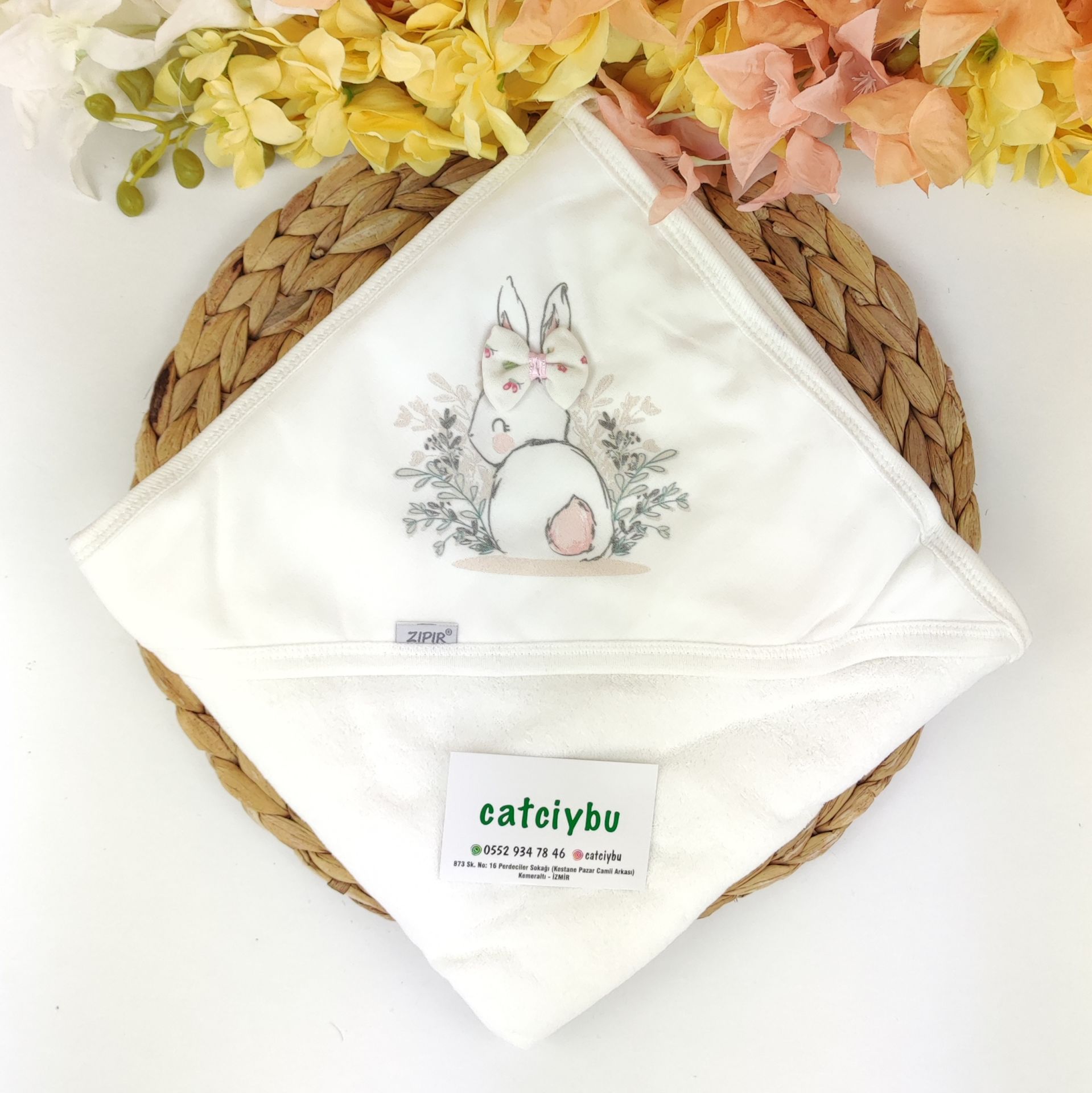 Tavşan %100 Pamuk 85*90 cm Bebek Havlusu